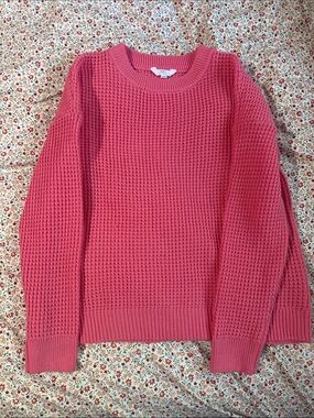 Women’s Textured Crewneck Sweater in Rose Pink Time & Tru size XL